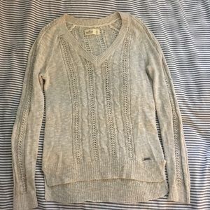 Hollister Cream V-Neck Knit Sweater, Size XS